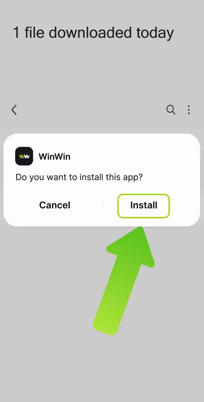 WinWin অ্যাপ্লিকেশনটির ডাউনলোড প্রক্রিয়া সম্পূর্ণরূপে শেষ না হওয়া পর্যন্ত অপেক্ষা করুন।